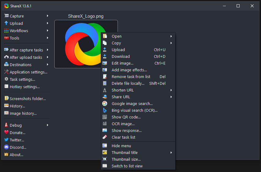 برنامج profile - تحميل برنامج ShareX لإلتقاط صور لشاشة الكمبيوتر بسهولة MainWindowContextMenu